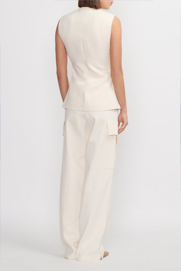 D'estrëe Paris DENIM ECRU Cargo Wide-Leg Trousers
