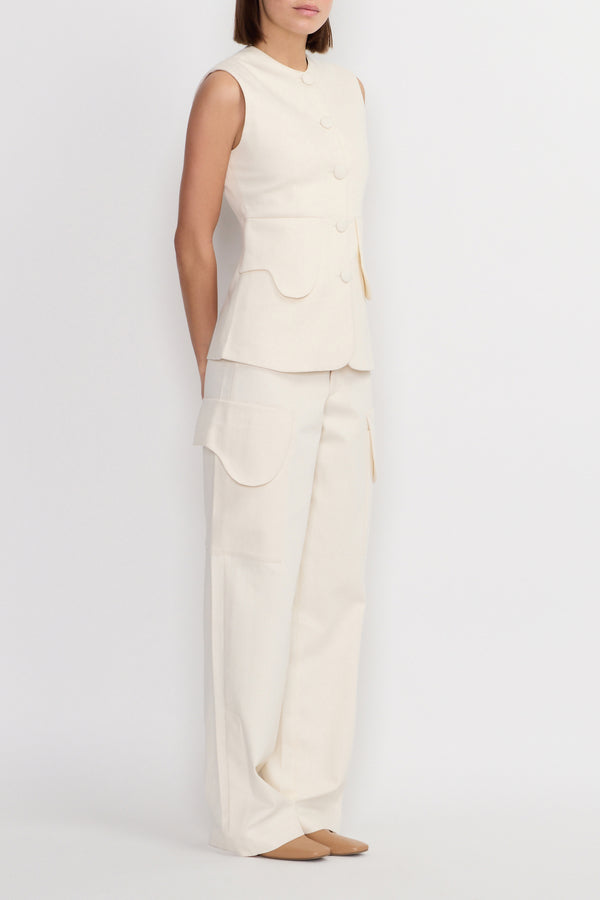 D'estrëe Paris DENIM ECRU Cargo Wide-Leg Trousers