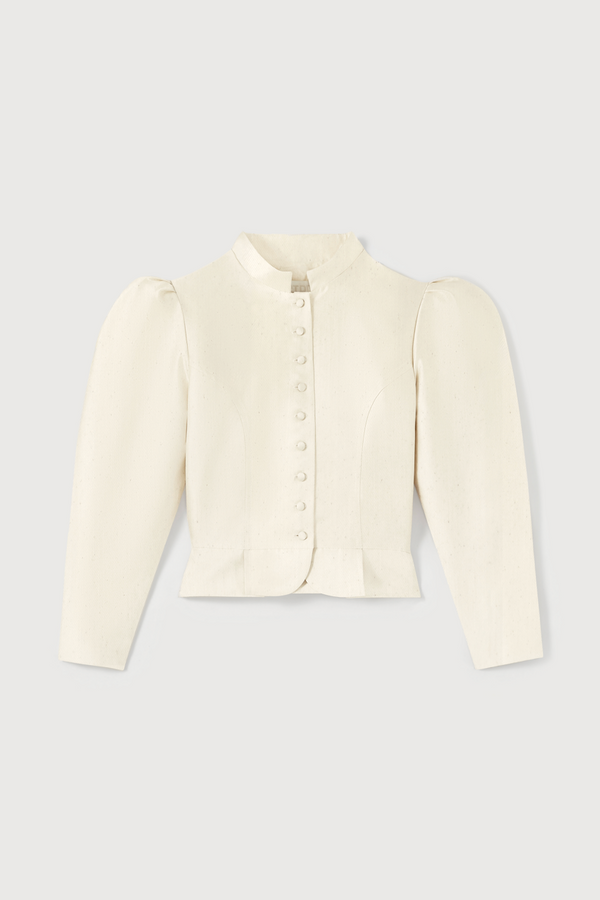 d'estrëe paris DENIM ECRU Puff Sleeve Shirt