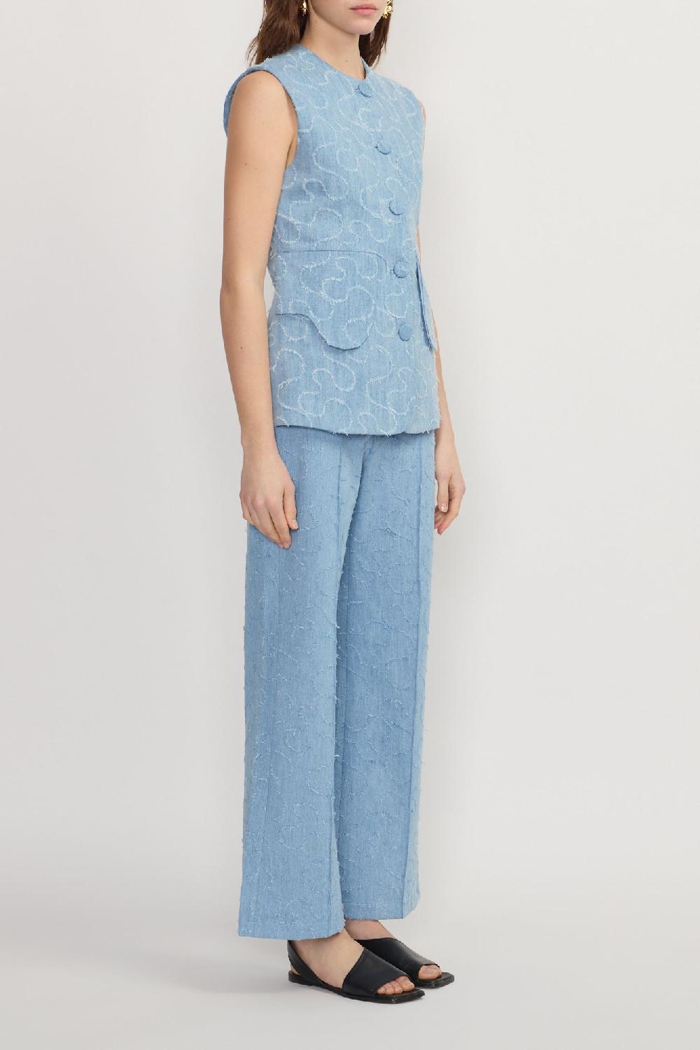 D'estrëe Paris DENIM WASHED BLUE Button-Front Vest