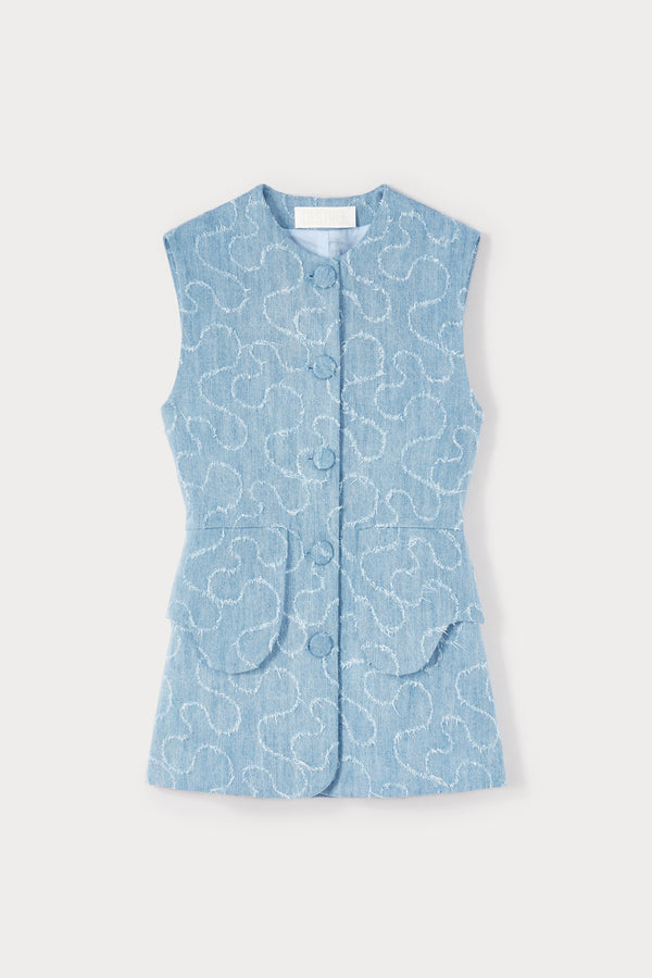 d'estrëe paris DENIM WASHED BLUE Button-Front Vest