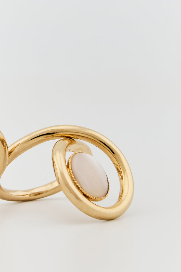 D'estrëe Paris Double Ring With White Stone