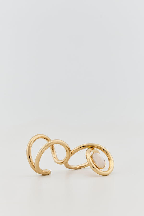 d'estrëe paris Double Ring with White Stone