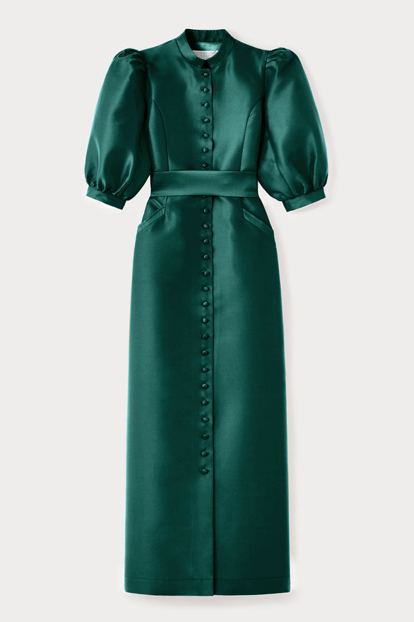 d'estrëe paris Forest Satin Puff Sleeve Maxi Dress