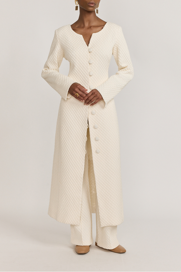 D'estrëe Paris Ivory Longline Textured Coat