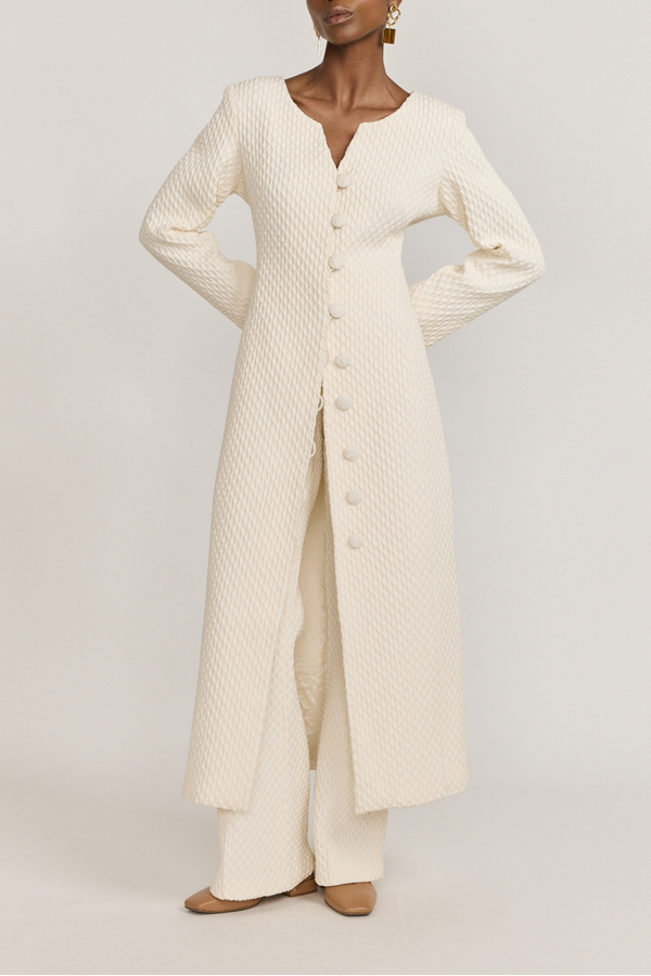 D'estrëe Paris Ivory Longline Textured Coat