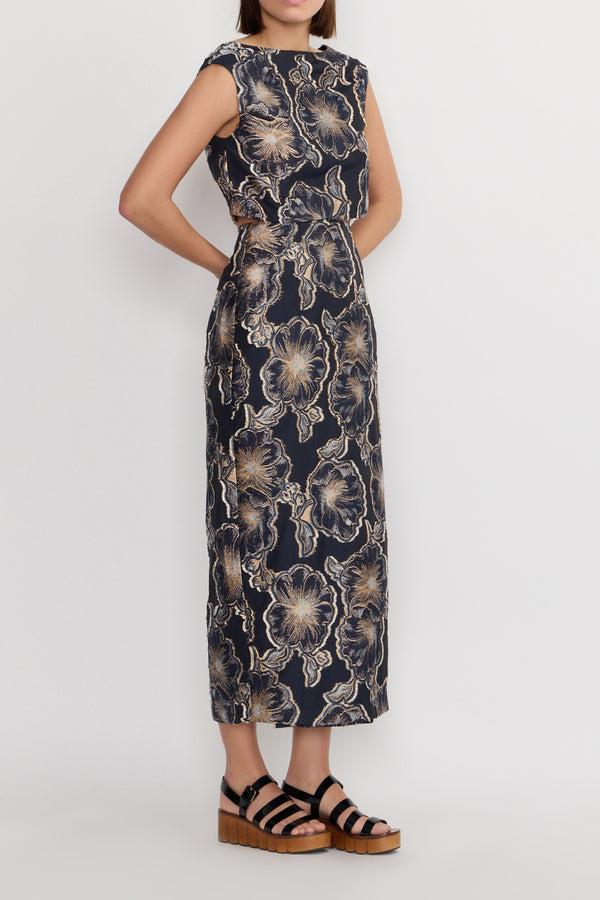 D'estrëe Paris MIDNIGHT & GOLD Cropped Top