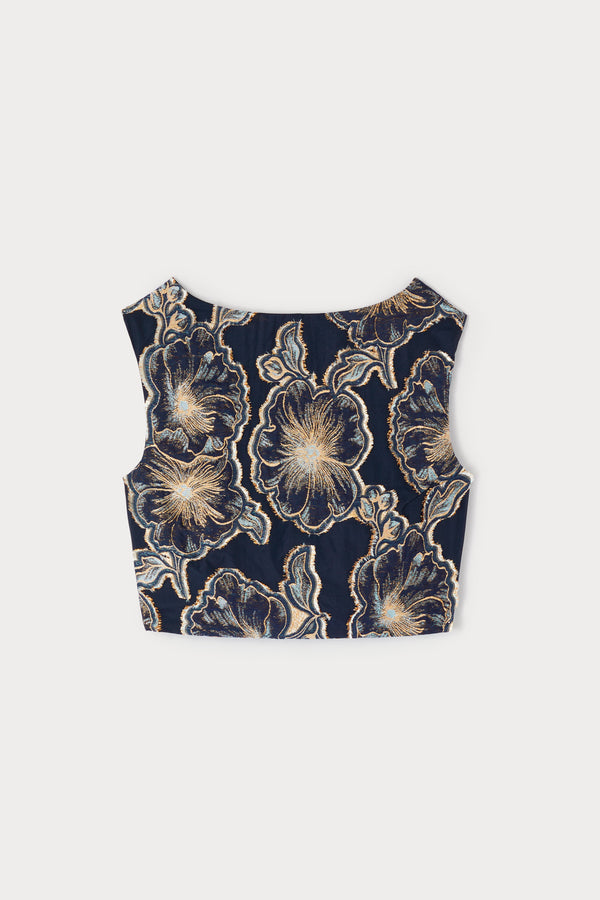 d'estrëe paris MIDNIGHT & GOLD Cropped Top
