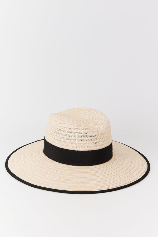 D'estrëe Paris Natural Straw Hat With Black Band