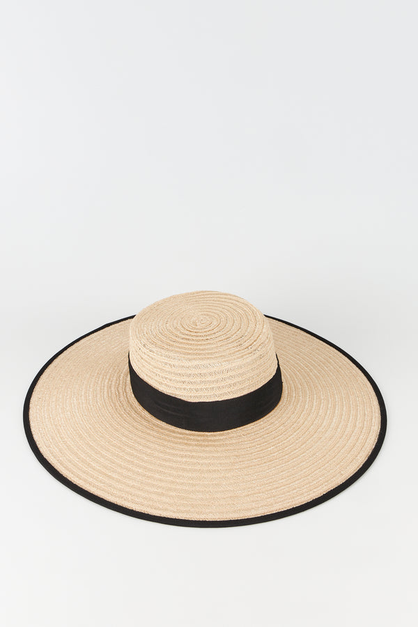 d'estrëe paris Natural Straw Hat with Black Band