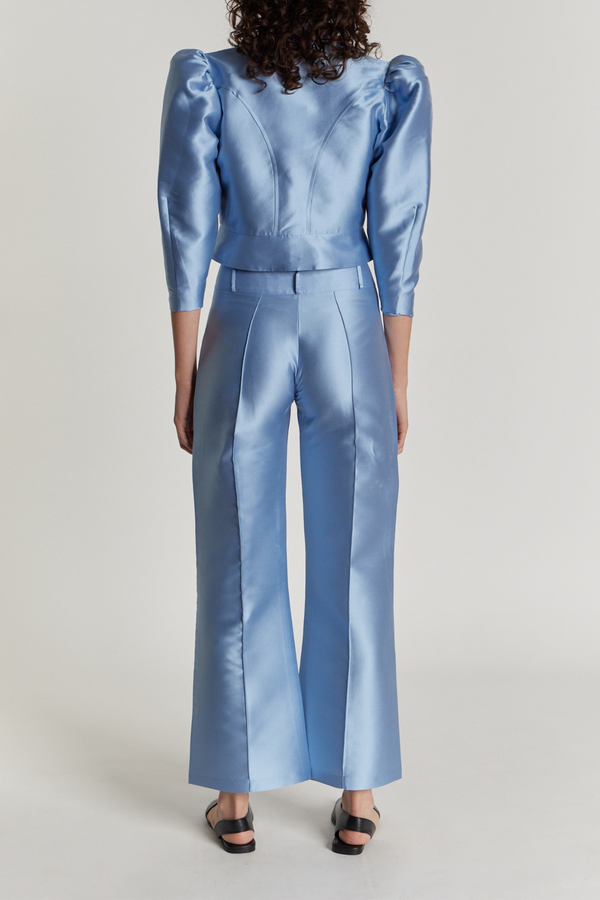 D'estrëe Paris NIAGARA BLUE Satin Flared Pants