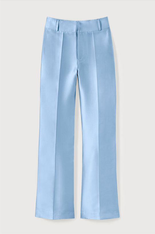 d'estrëe paris NIAGARA BLUE Satin Flared Pants