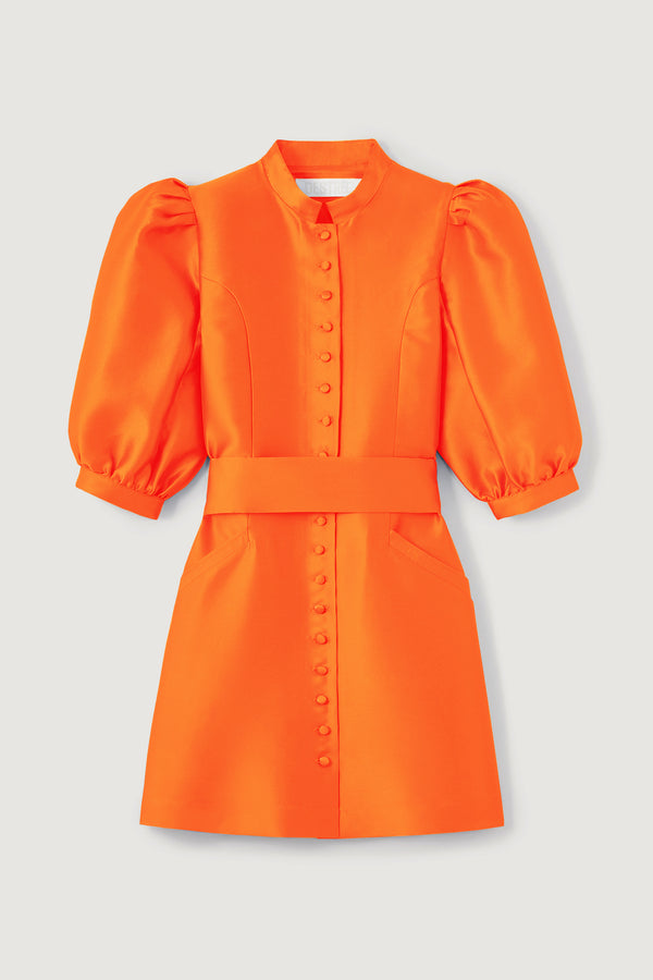 d'estrëe paris ORANGE Satin Puff Sleeve Mini Dress