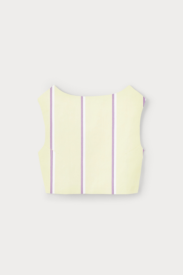 d'estrëe paris Pale Yellow & Lilac Striped Crop Top