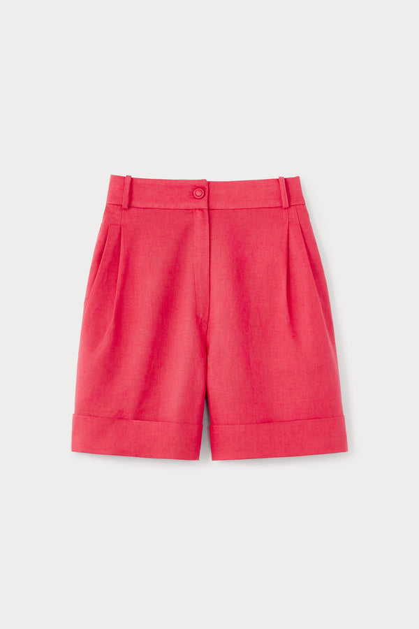 d'estrëe paris Pink High-Waisted Linen Shorts