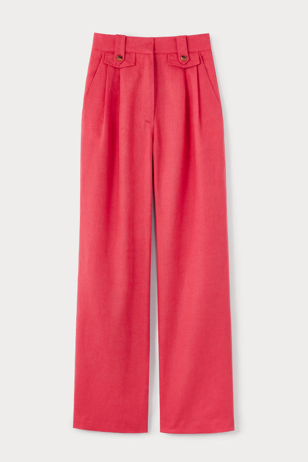 d'estrëe paris PINK High-Waisted LINEN Trousers