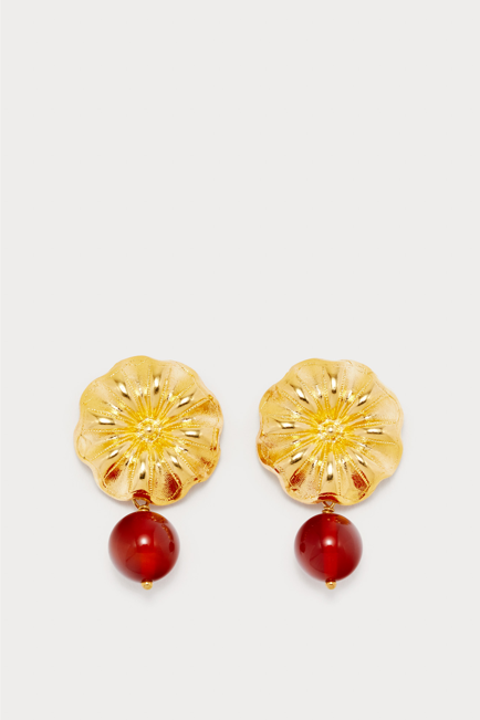 d'estrëe paris Red Daisy Pearl Earrings