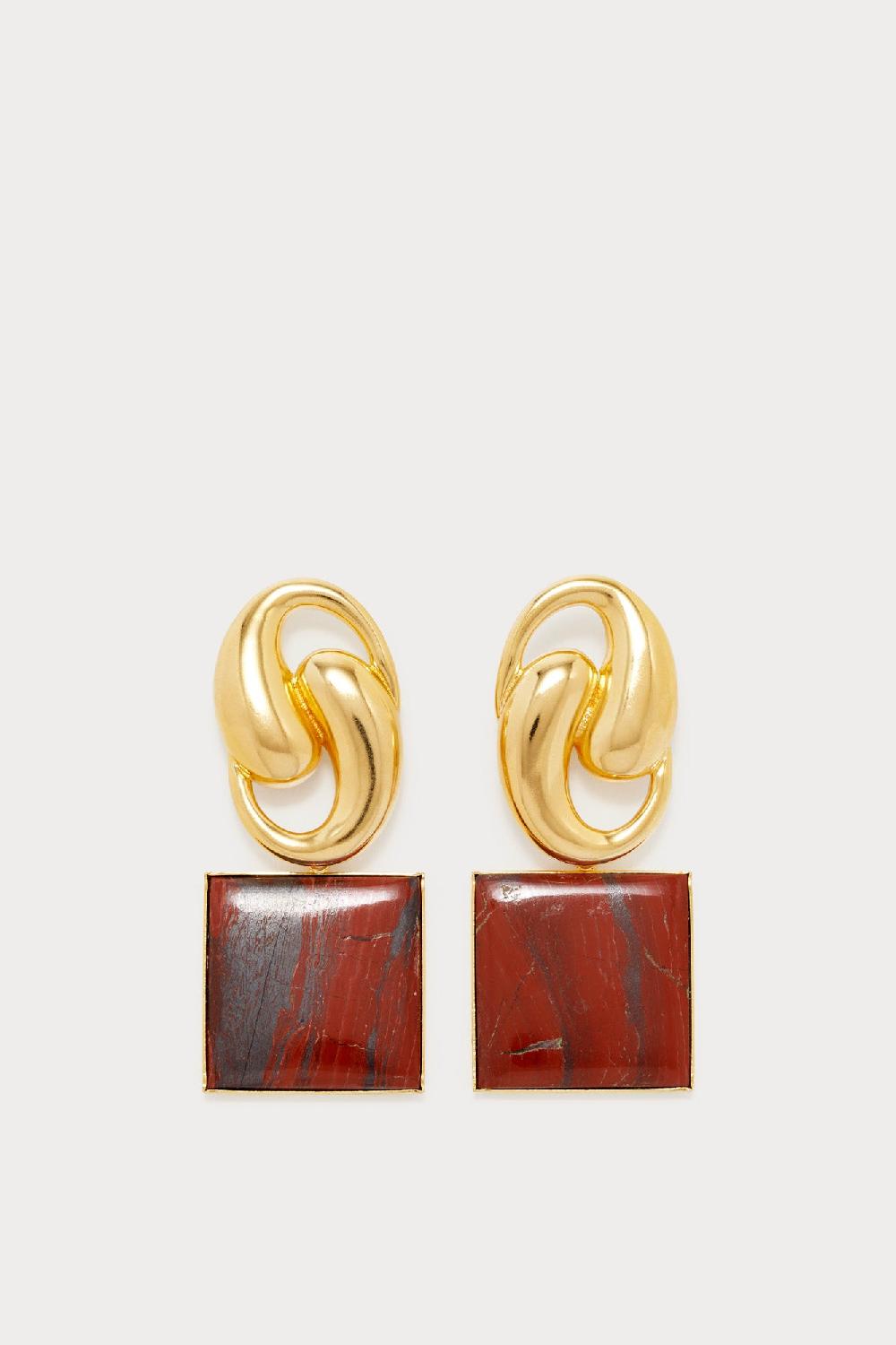 D'estrëe Paris Red Knot Square Earrings