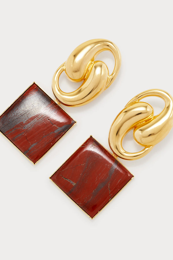 d'estrëe paris Red Knot Square Earrings