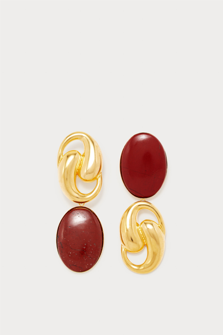 D'estrëe Paris Red Oval Knot Earrings