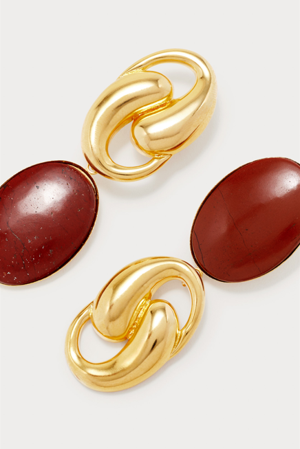 d'estrëe paris Red Oval Knot Earrings
