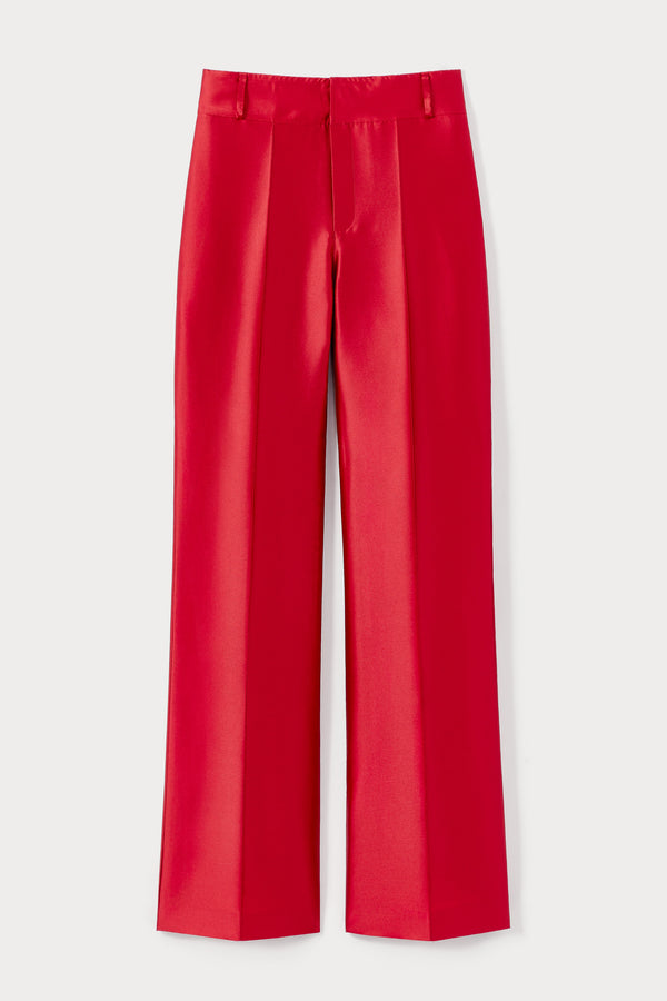 d'estrëe paris Red Satin Flared Pants
