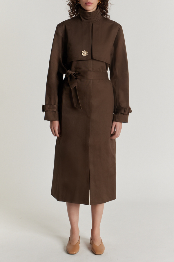 D'estrëe Paris RUDOLF TRENCH COAT DARK BROWN