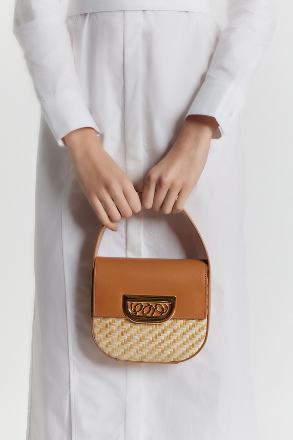 D'estrëe Paris Straw Handbag With Golden Latch