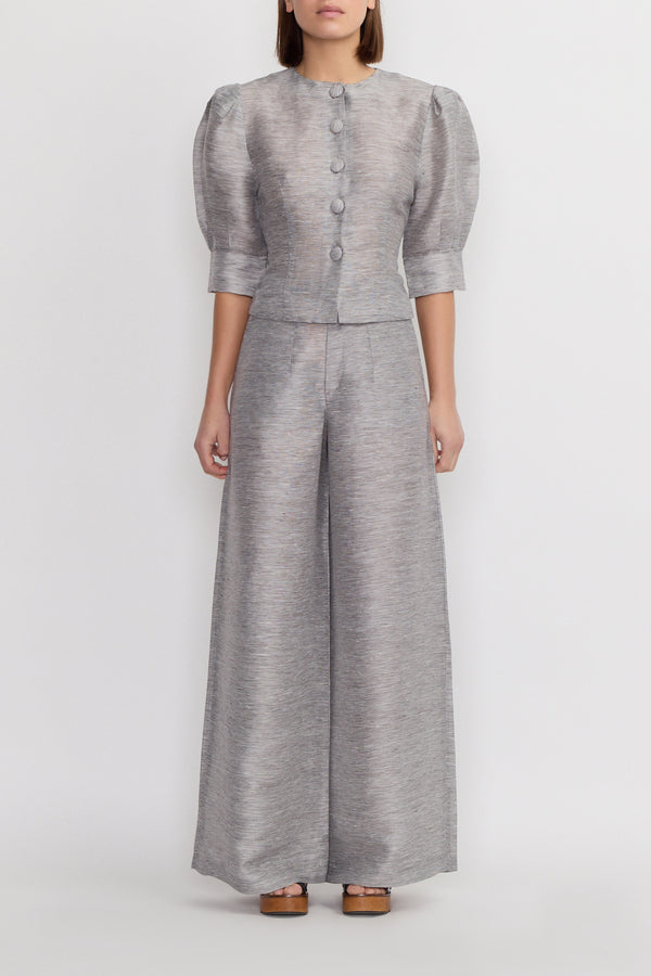 D'estrëe Paris STRIPES GREY Wide-leg Pants