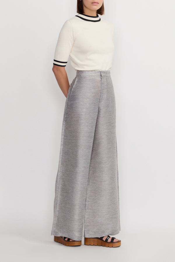 D'estrëe Paris STRIPES GREY Wide-leg Pants
