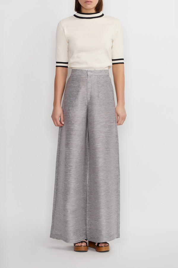 D'estrëe Paris STRIPES GREY Wide-leg Pants