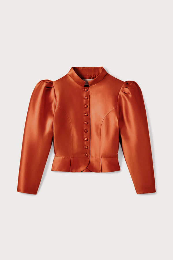 d'estrëe paris TERRACOTTA Satin Puff Sleeve Jacket