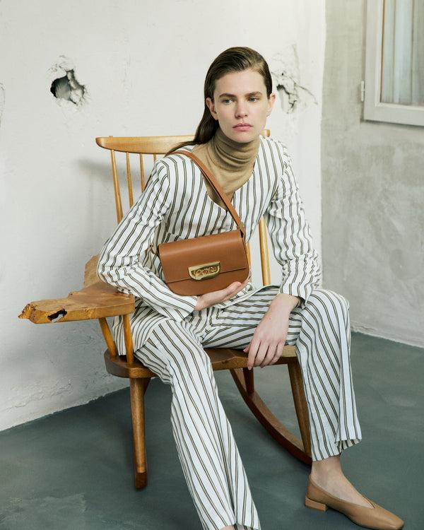 D'estrëe Paris WHITE AND BROWN Striped Blouse