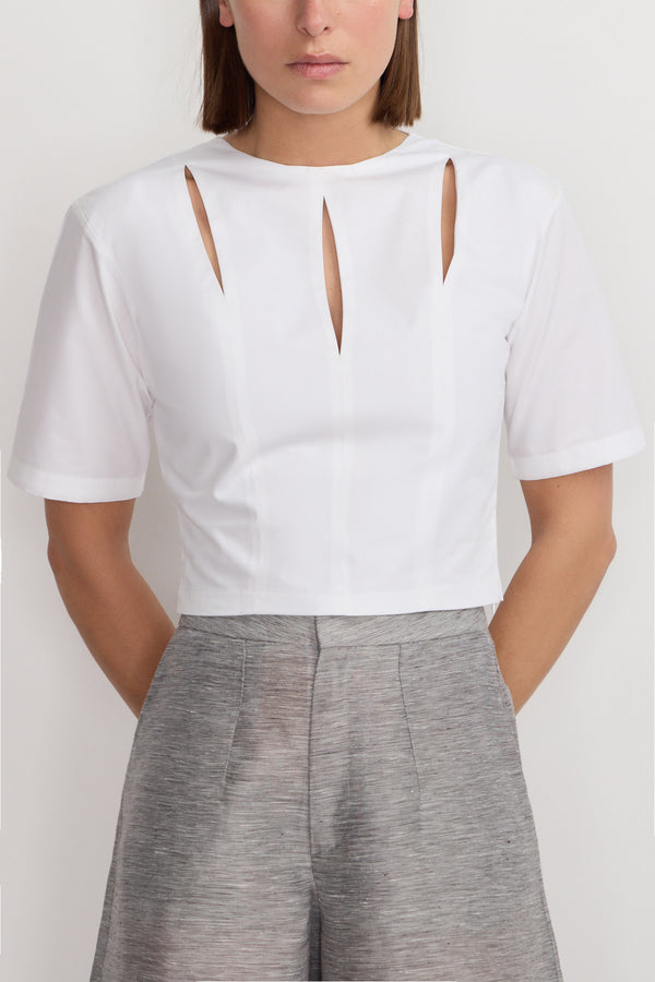 D'estrëe Paris WHITE Cut-Out Cotton Top