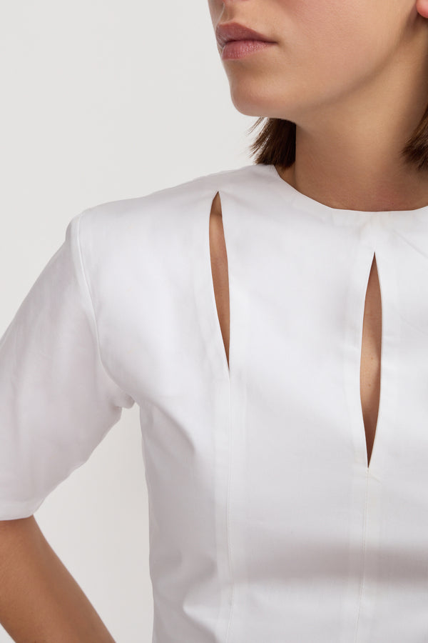 D'estrëe Paris WHITE Cut-Out Cotton Top