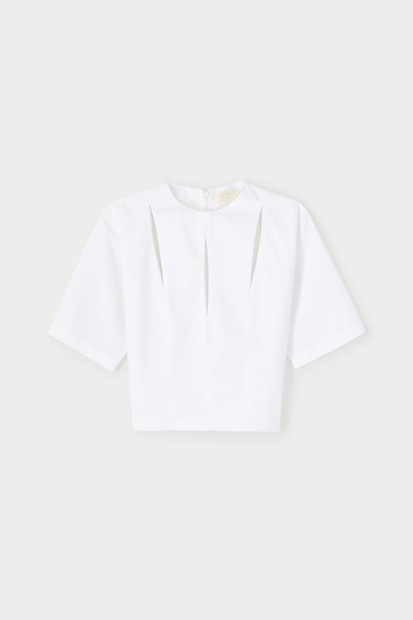 d'estrëe paris WHITE Cut-Out Cotton Top