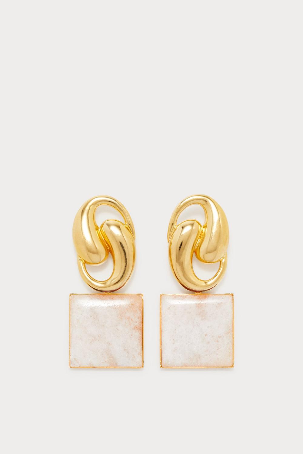 D'estrëe Paris White Knot Square Earrings