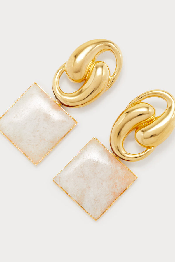 d'estrëe paris White Knot Square Earrings