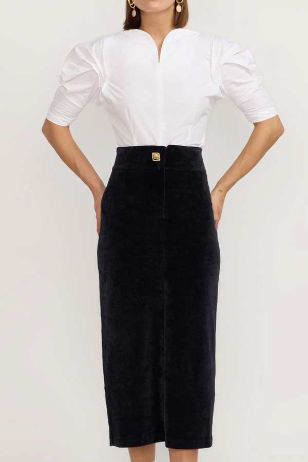 D'estrëe Paris White Popelin Top With Puff Sleeves