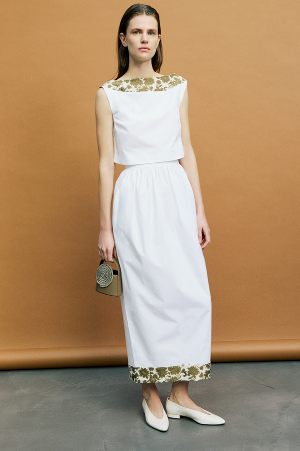 D'estrëe Paris WHITE Poplin Cropped Top