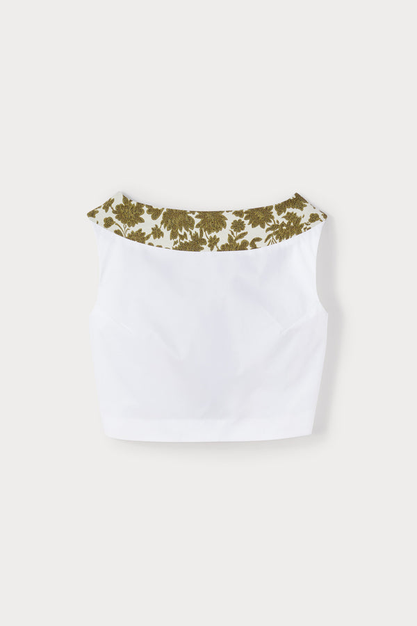 d'estrëe paris WHITE Poplin Cropped top