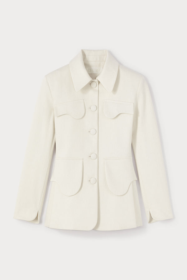 d'estrëe paris DENIM ECRU Utility Button-Front Jacket