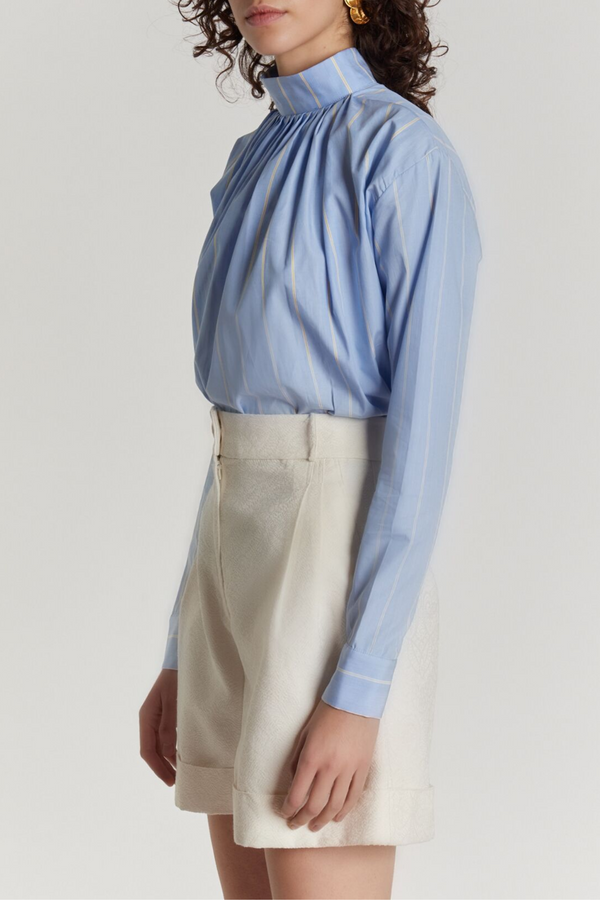 D'estrëe Paris ECRU JACQUARD High-Waisted Satin Shorts