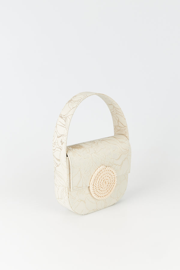 D'estrëe Paris Geometric Jacquard Handbag Ecru & Gold