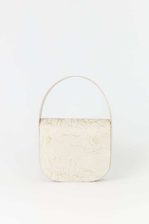 D'estrëe Paris Geometric Jacquard Handbag Ecru & Gold