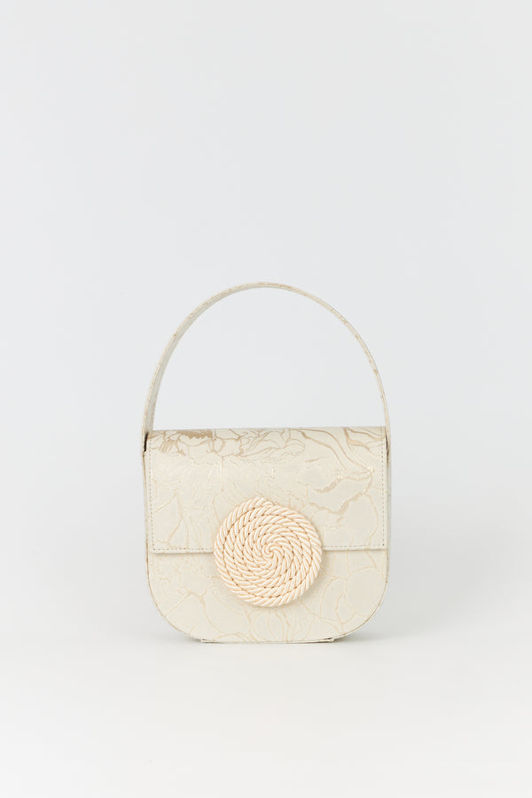 d'estrëe paris Geometric Jacquard Handbag Ecru & Gold