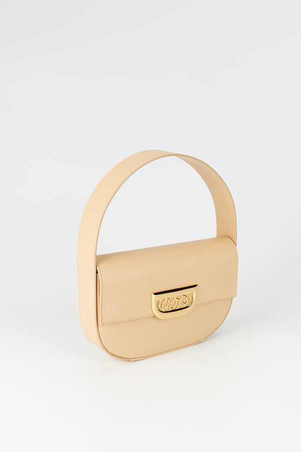 D'estrëe Paris Geometric Leather Bag With Golden Latch Beige