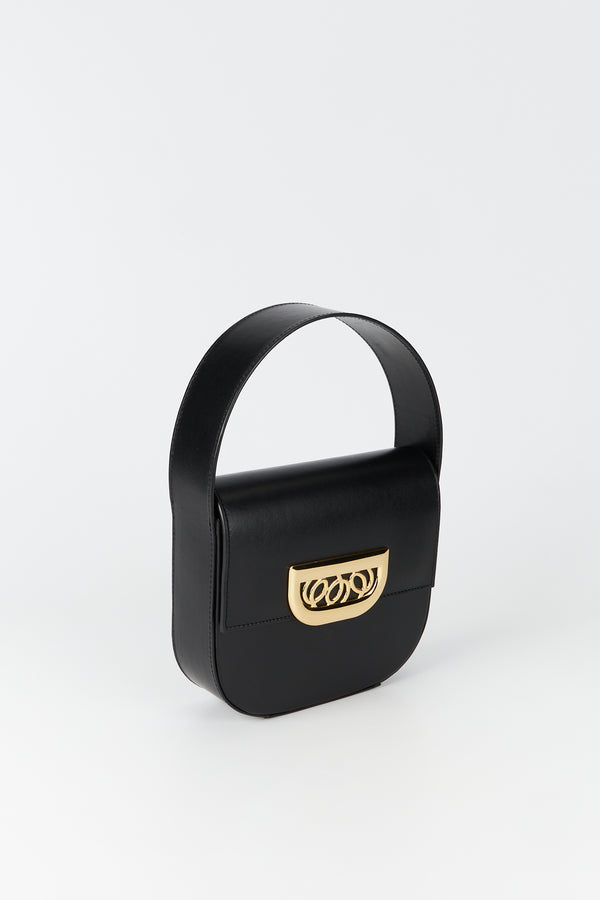 D'estrëe Paris Geometric Leather Bag With Golden Latch Black