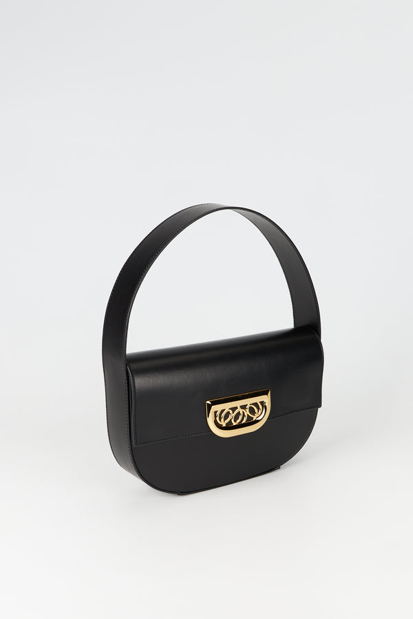 D'estrëe Paris Geometric Leather Bag With Golden Latch Black