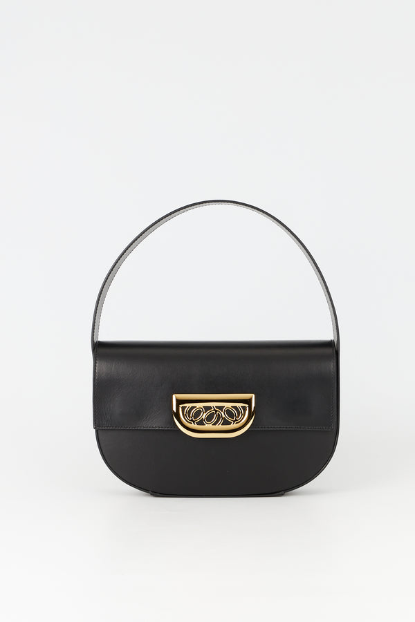 d'estrëe paris Geometric Leather Bag with Golden Latch Black